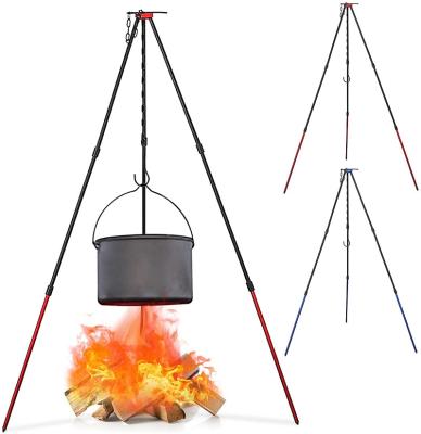 China Adjustable Height Outdoor Camping Picnic Cooking Portable Tripod Durable Campfire Pot Fire Hanging Grill for sale