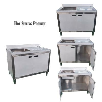 China Without Faucet Handmade Welding Dishwasher Sink Cabinet Stainless Steel Work Table With Sink Bowl And Drainboard For Hotel And Restaurant for sale