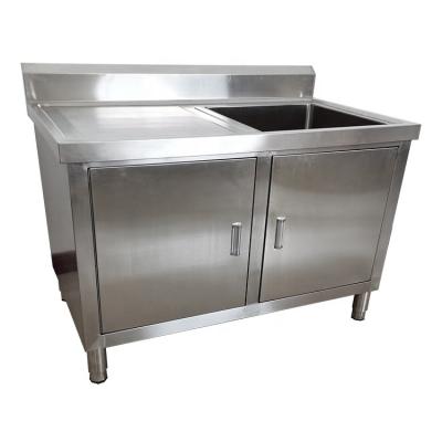 China Restaurant Onlocation Hospitality Supplier Cheap Stainless Steel Commercial Kitchen Sink With Table Cabinet For Dish Washing for sale