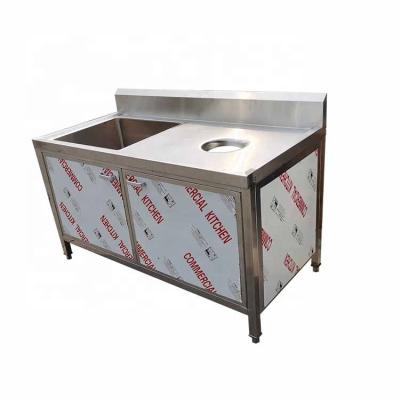 China Restaurant Stainless Steel Table With Rubbish Hole Fish Cleaning Table Meat Processing Worktable for sale