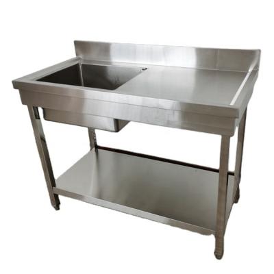 China Restaurant Customized Family Restaurant Hand Wash Basin Sink Handmade Undermount Deep Single Bowl Used Stainless Steel Work Table for sale