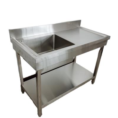 China Restaurant China Wholesale Stainless Steel Multifunction Design Kitchen Table With Sink With Undershelf for sale