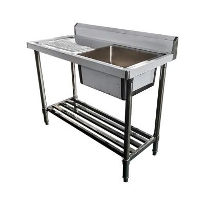 China Restaurant Hotel & Restaurant Supplies Stainless Steel Work Table With Sink Double Kitchen Sink Single Bowl Washing Sink Outdoor Kitchen for sale