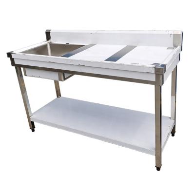 China Restaurant Wholesale Stainless Steel Work Bench With Undershelf Square Single Bowl Commercial Kitchen Sink Garage Sink for sale