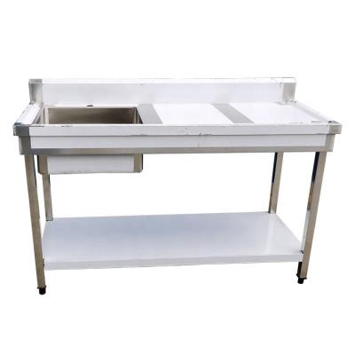 China Restaurant New Arrival Catering Equipment Stainless Steel Sink Table With Under Shelf Rectangular Single Bowl Commercial Kitchen Sink for sale