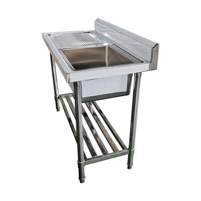 China Restaurant OEM ODM Metal Lab Sink 201 304 Stainless Steel Kitchen Sink Single Bowl With Undershelf Outdoor Sink Table for sale