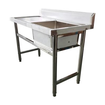 China Restaurant China Wholesale Stainless Steel Kitchen Equipment Working Table Washing Sink Table With Drainboard for sale