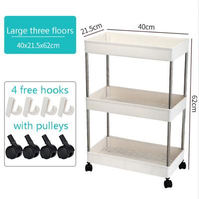 China Large Hole Design Viable Drain Household Space Kitchen Rolling Shelf Storage Cart, Kitchen Cart With Wheel Storage for sale