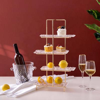 China New Design Metal and Glass Cake Serving Tray 3 Tier Cupcake Dessert Stand Viable for sale