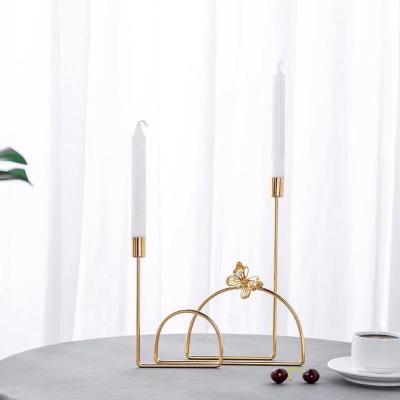 China Eco-friendly modern hot sale gold metal candle holder metal candlestick for hotel decoration for sale