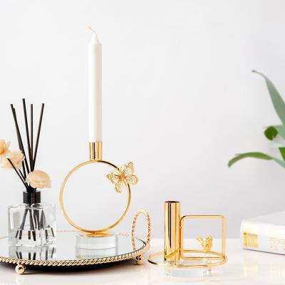 China Hot Sale Eco-friendly Modern Metal Candle Holders Custom Metal Candle Holder Gold for sale