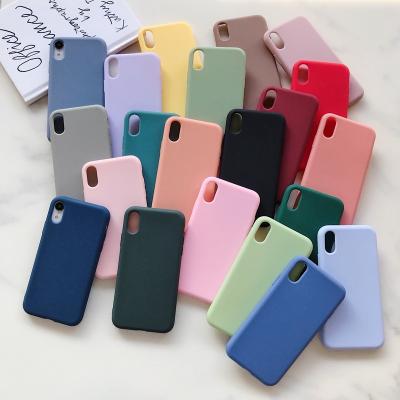 China Cute Shockproof Matte Solid Candy Color Phone Case For iPhone SE 11 12Pro X 2020 XR XS Max 8 7 6 6s Plus Simple Soft Silicone Cover for sale