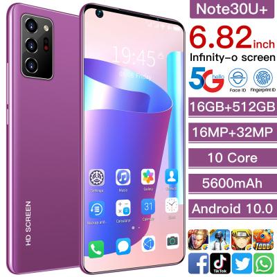 China Dual SIM Card NOTE30U+ 6.82inch Screen Cellphone 5G Face ID 5600mAh MTK Android Mobile Phone 12GB 512GB Big Cell Phone 10.0 for sale