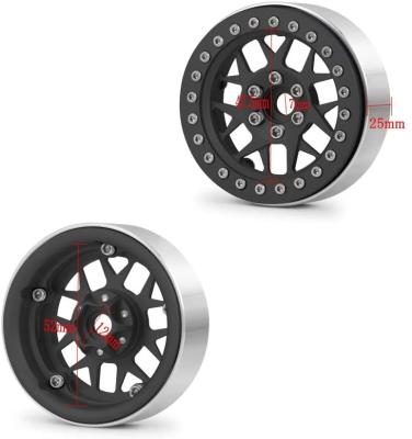 China RC Hobby 1/10 Scale RC Rock Crawler SCX10 RR10 G53 TRX-4 Aluminum Alloy Metal *4 PCS 2.2 Inch Black Wheel Rims for sale