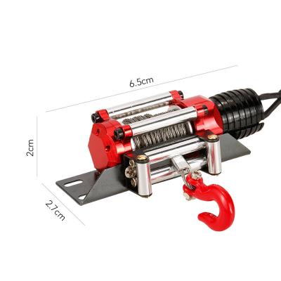 China RC Hobby RC Scale Metal Electric Winch Red with Switch Tow Hook for 1/10 RC Crawler SCX10 D90 TRX4 TRX6 for sale