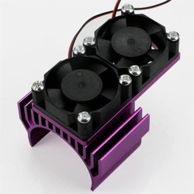 China RC Hobby RC Car Engine Radiator with Twin Fan for 1/10 RC Car HSP HPI Wltoys Himoto Tamiya 94111 94123 94107 94170 (Purple) for sale