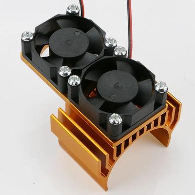 China RC Hobby RC Car Engine Radiator with Twin Fan for 1/10 RC Car HSP HPI Wltoys Himoto Tamiya 94111 94123 94107 94170 (Yellow) for sale