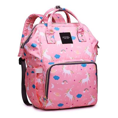 China Multifunctional Insulated Baby Bottle Cooler Bag , Unicorn Printing Organic Diaper Bag With Bottle Warmer for sale