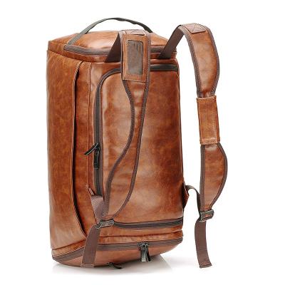 China Durable Weekender Brown Genuine Leather Overnight Travel Handbag Duffel Bag For Men And Lady for sale