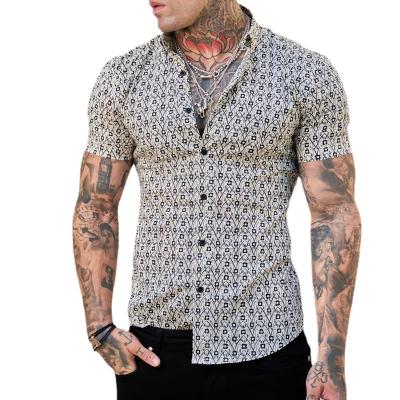 China Wholesale Custom Shirt Mens Anti-Pilling Business Casual Plaid Shirt Men's Classic Fashion Style Slim Short Sleeve Beachwear Floral Printing Shirts for sale