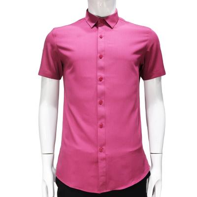 China Anti-pilling Cloth Dish Button Stand Collar Slim Slim Shirt Dress Man Comfortable Shiny Shirt Mens Solid Color Wear for sale