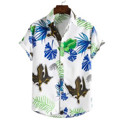 China Fashion Anti-pilling Men's Casual Beach Shorts Sleeved Shirts Hawaiian Style Digital Printing Shirt For Men for sale