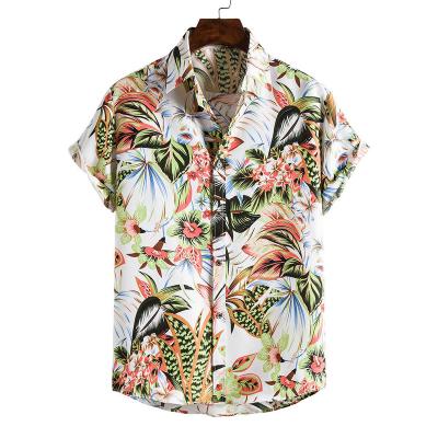 China Free Sample Anti-pilling Stripes Beach Wear Mens Shirt For Travel Hawaiian Casual Print Short Sleeve Shirts for sale