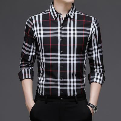 China Anti-pilling men's spring and plaid business casual dress dad shirts floor autumn tops men's long-sleeved shirts autumn shirts for sale