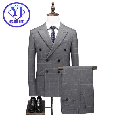 China 2022 Plus Size Mens Plaid Suits 3 Pieces Blazer Vest Pants Sets Single Breasted Formal Wedding Business Men Suits For Men for sale