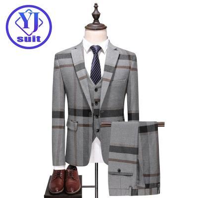 China Plus Size Wedding Plaid Suits For Men High Quality 3 Piece Man Fashion Suits Casual Wear Blazer Vest Pants for sale