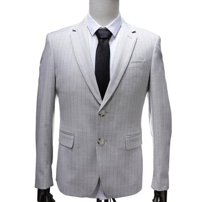 China Custom Made Plus Size Gray Stripe Suit Tailor Made For Men Half Handmade Bespoke Mens Suit Set 3 Pieces for sale