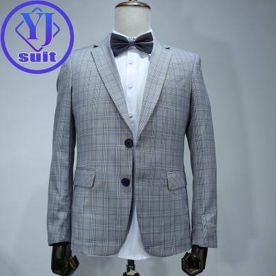 China Anti-wrinkle suit for work occasion gentleman wear plaid stripes 2022 2 buttons young men suit blazer custom suits for sale