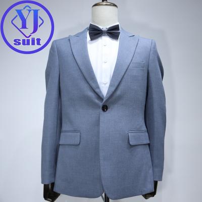 China Blue Gentleman Suit Fashion Single Buckle Custom Made Blazer Blue Breathable Stylish Trending Men's Formal Suit for sale