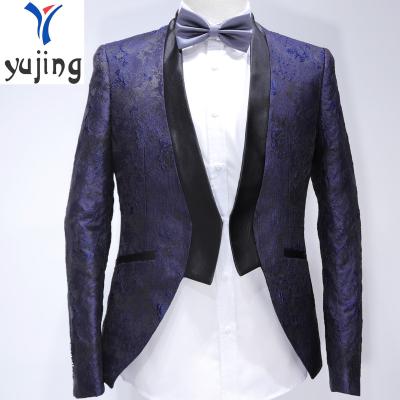 China Anti-Wrinkle Mens Suits Floral Tuxedo Design Latest Fits Embroidery Slim Fit Set For Custom Made Mens Suit Man Printing Custom Party for sale