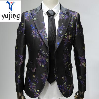 China Anti-Wrinkle Latest Embroidered Slim Fit Suits Mens Custom Printed Jackets Men's Personalized Cross Party Suits for sale