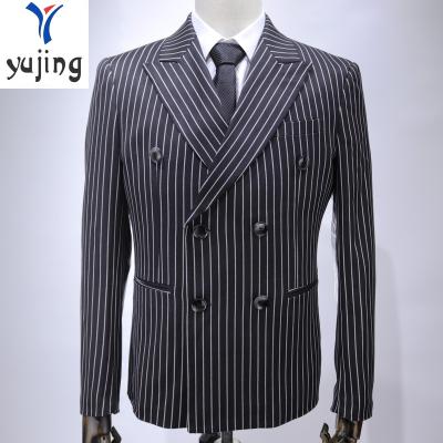 China Anti-wrinkle men's suit double breasted striped suit decorative buttons on chest welcome to order blazer mens striped blazer men for sale