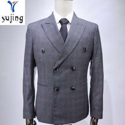 China Anti-wrinkle men's blazers for business premises or weddings use suits+blazer cross striped decorative buttons on Welcom chest for sale