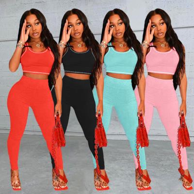 China Girls QUICK DRY Two Piece Legging Set Tank Crop Top Women Yoga Clothing Two Piece Set Tracksuits for sale