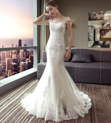 China Anti-wrinkle New Arrivals Scoop Neck Sexy Lace Mermaid Weeding Dress for sale