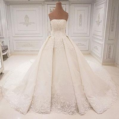 China 2021 Bridal Wedding Dress Vestido De Novio Bridal Ball Gown Long Dress Lace Wedding Dress Anti-static Strapless Overskirt Dresses for sale