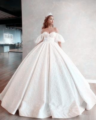 China 2021 New Anti-Static White Lace Wedding Dresses With Flutter Sleeves Net Tulle Wedding Dress Puffy Ball Gown For Brides vestido de noiva for sale