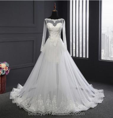 China Simple elegant cheap flower waist sleeve wedding dress strapless wedding dress TS224 more pricess long for sale