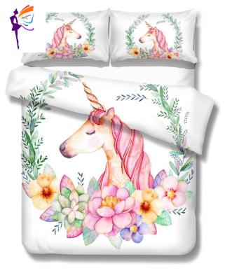 China Nondisposable 3D Fairy Tale Style Microfiber Unicorn Duvet Cover Set for sale