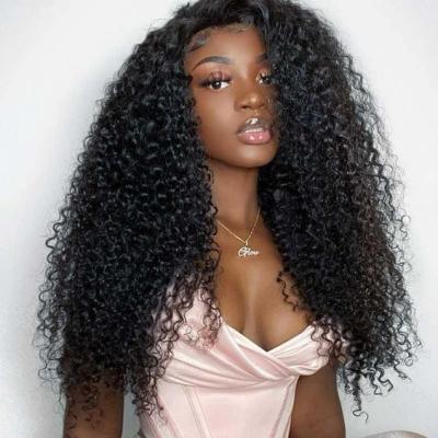 China Wholesale Free Shipping Deep Wave Virgin Hair Brazilian Curly Wigs For Women 40 Inch 13x6 HD Transparent Deep Lace Front Wig 40 for sale