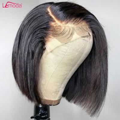 China Factory Price Short Straight Bob Wigs Brazilian Virgin Straight PrePlucked Glueless 150 180 Density 13x4 Lace Front Human Hair Wig for sale