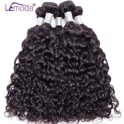 China Smooth Gently Shedding Deep Barely 100% Brazilian Raw Human Remy Hair Extensions 3 or 4 Bundles Deal Wet and Wavy Hair Water Wave Hair Natural Black Bundles for sale