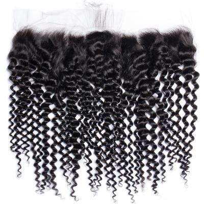 China 22inch Remy Brazilian Hair 13x4 Unprocessed Transparent Kinky Curly Lace Frontal Closure 22inch Soft Smooth Thick Shedding Deep Curly Hair Barely Shedding for sale