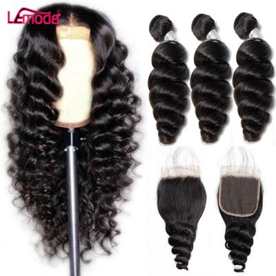 China Wholesale Cheap High Quality Unprocessed 40 Inch Loose Wave Deep Wave Bundles With Frontal Brazilian Hair Bundles With Closure for sale