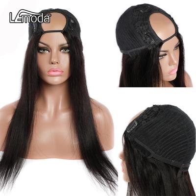 China Cheap Glueless Silky Straight Wave Full Head Clip In Half Wig Can Be Permed Dye Lemoda Straight Hair U Part Hair Wig 40 Inches For Black Women for sale