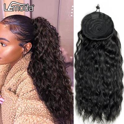 China Factory Price Wholesale Water Wave Virgin Brazilian Raw Hair 30 Inch Long Water Clip In Drawstring Hair Ponytail for sale